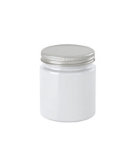 White Jar with Silver Lid Mockup, Isolated on White