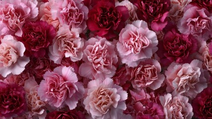 Abundant pink and red carnations in full bloom. AI generated
