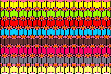 Seamless colorful geometric cube pattern. Optical illusion pattern background. Seamless hexagonal cube shapes pattern. Geometric cube pattern background.