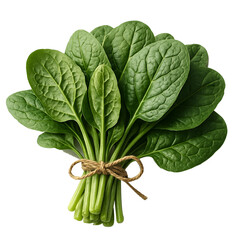 Fresh Spinach Leaves Isolated on Transparent Background