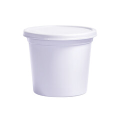 White Plastic Container with Lid Isolated on White Background