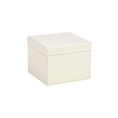 Elegant Cream Colored Square Box with Lid Isolated on White