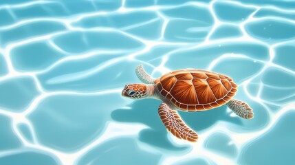 Aquatic A sea turtle gliding gracefully through crystal clear waters.