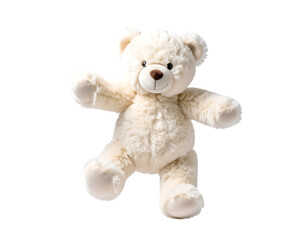 Fototapeta premium Teddy Bear: A cuddly, cream-colored teddy bear, stands poised and friendly. It is a timeless symbol of comfort, affection, and childhood joy.