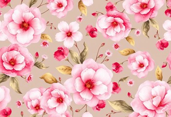 Delicate pink watercolor floral seamless pattern, perfect for textile & stationery , texture, romantic