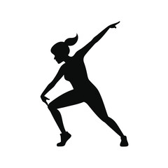 Dynamic silhouette of a solo female street dancer in motion pointing forward with energy