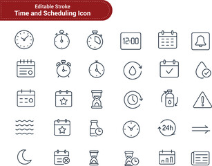 Time & Scheduling Line Icon Set

