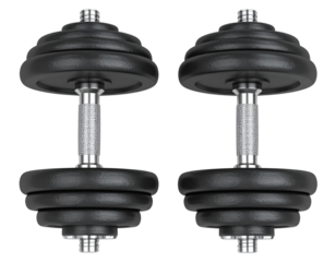  Dumbbell Pair with Rubber Grip, Top-Down PNG