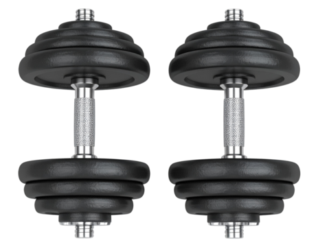 Dumbbell Pair with Rubber Grip, Top-Down PNG - Powered by Adobe