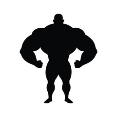 Powerful muscular man silhouette in dynamic action pose vector graphic