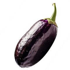 Glossy Purple Eggplant Isolated on Transparent Background