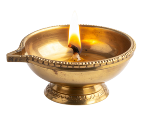 Diya Lamp with Flame, Traditional Style PNG