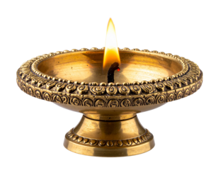 Diya Lamp with Flame, Traditional Style PNG
