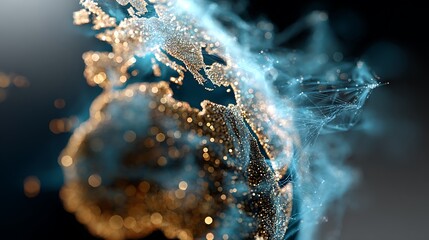 Abstract digital representation of the Earth with glowing lights and interconnected networks.