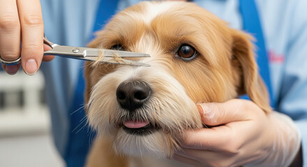 Fototapeta na wymiar Home pet spa dog grooming session with gentle care and relaxation