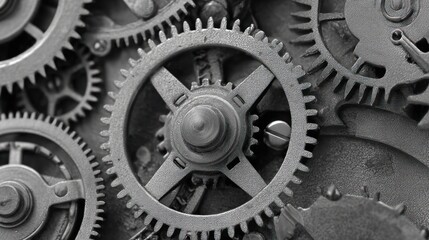 Close-up of intricate gears