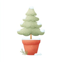 Snowy Christmas Tree in Pot