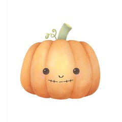 Cute Cartoon Pumpkin with Stitched Mouth