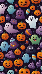 Obraz premium Diverse Halloween Backgrounds – Spooky, Cute, Grunge, Vintage, and Whimsical Styles in Atmospheric Illustrations