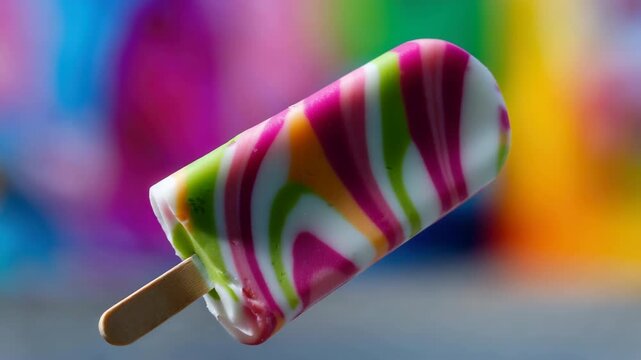 Colorful popsicle melting over time against vibrant background