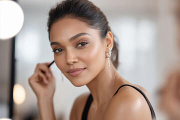 woman creating beauty vlog