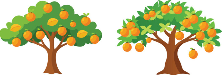 illustration of a tree with fruit with white background cute orange fruit tree