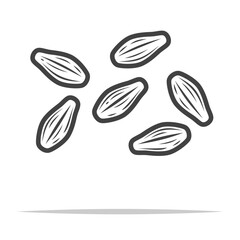 Barley grain seeds outline icon transparent vector isolated