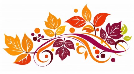 Fototapeta premium Autumn Leaves Design with Swirling Patterns and Colorful Ornaments for Seasonal Decoration and Artwork Inspiration
