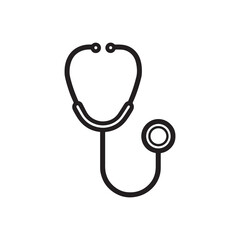 Stethoscope Icon Flat Minimal Medical Symbol on White Background