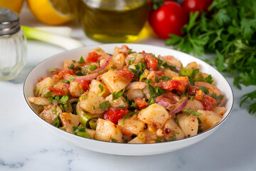 Delicious potato salad from Turkish cuisine