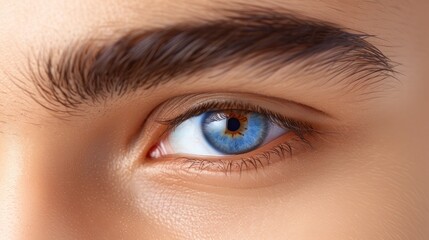 Obraz premium Human Eye with Bright Blue Iris and Defined Eyelashes Highlighting Beauty and Detail in Natural Light