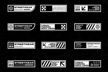 Futuristic streetwear cyberpunk interface element technology graphic vector design template