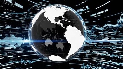 An abstract image of the earth with a stock market background. Digital data globe with technology. Finance analysis global virtual screens. A conceptual representation of the earth set lifestyle. - Powered by Adobe