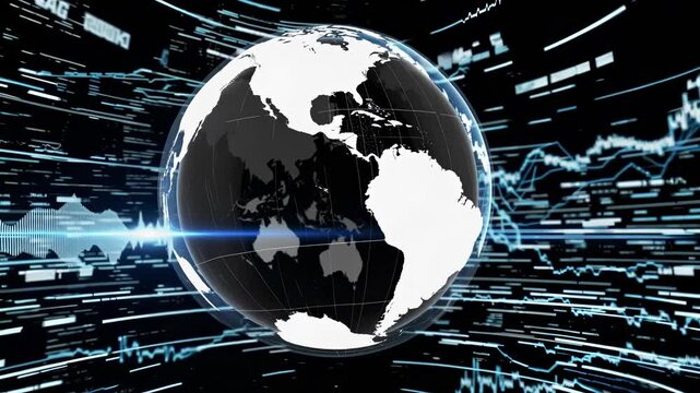 An abstract image of the earth with a stock market background. Digital data globe with technology. Finance analysis global virtual screens. A conceptual representation of the earth set lifestyle. - Powered by Adobe