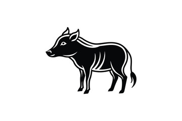 Fototapeta premium Stylized Wild Boar Illustration in Black and White Featuring a Clean Silhouette Design on a White Background silhouette striking illustration
