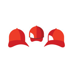 Fototapeta premium Flat Baseball Caps Set in Front and Side Views