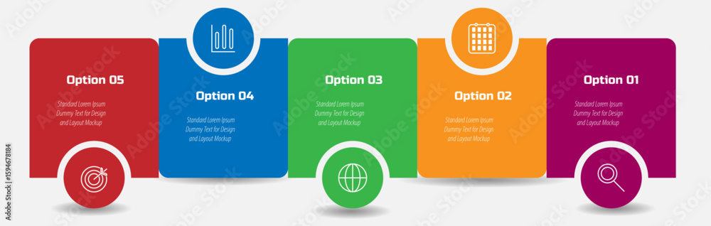Poster business concept with 5 steps – modern vector for workflow layout, diagram, annual report, web desig