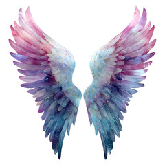 Fototapeta premium Watercolor Angel Wings Illustration with Gold Accents on White Background - Fantasy, Spirituality, and Artistic Design