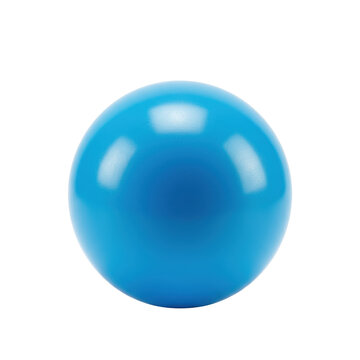 A vibrant blue plastic ball pit ball, 3 inches, smooth and glossy, floating on a pristine transparent seamless background with shadowless studio lighting, commercial product advertising concept