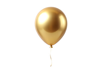 A single golden balloon floats gracefully, isolated on a transparent background, perfect for any festive celebration