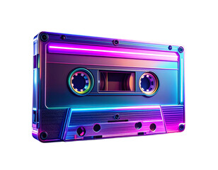 Retro 80s Cassette Tape with Neon Colors