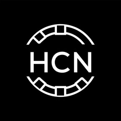 HCN Minimalist HCN  Logo Design on Black Background – HCN Later Logo, Modern Circular Branding Concept
