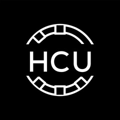 HCU Minimalist HCU  Logo Design on Black Background – HCU Later Logo, Modern Circular Branding Concept

