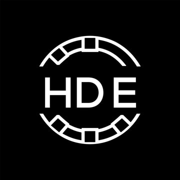 HDE Minimalist HDE  Logo Design on Black Background &ndash; HDE Later Logo, Modern Circular Branding Concept
