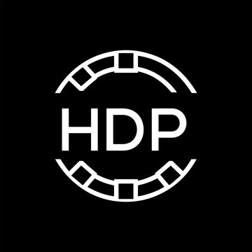 HDP Minimalist HDP  Logo Design on Black Background &ndash; HDP Later Logo, Modern Circular Branding Concept
