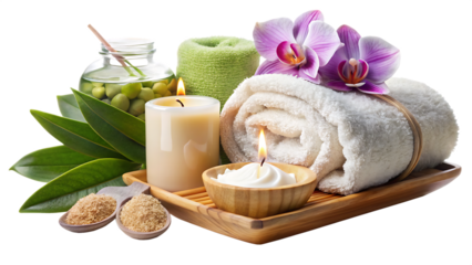 day spa set isolated on white background, png, ai generated.