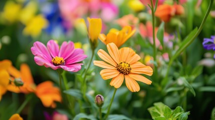 Obraz premium A vibrant flower garden with a variety of colorful flowers.