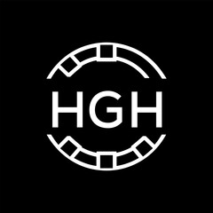 HGH Minimalist HGH  Logo Design on Black Background – HGH Later Logo, Modern Circular Branding Concept
