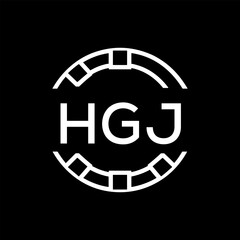 HGJ Minimalist HGJ  Logo Design on Black Background – HGJ Later Logo, Modern Circular Branding Concept
