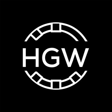 HGW Minimalist HGW  Logo Design on Black Background &ndash; HGW Later Logo, Modern Circular Branding Concept
